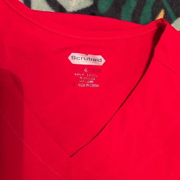 Scrubaid Bold Red Scrub Top and Bottoms - Picture 2 of 6
